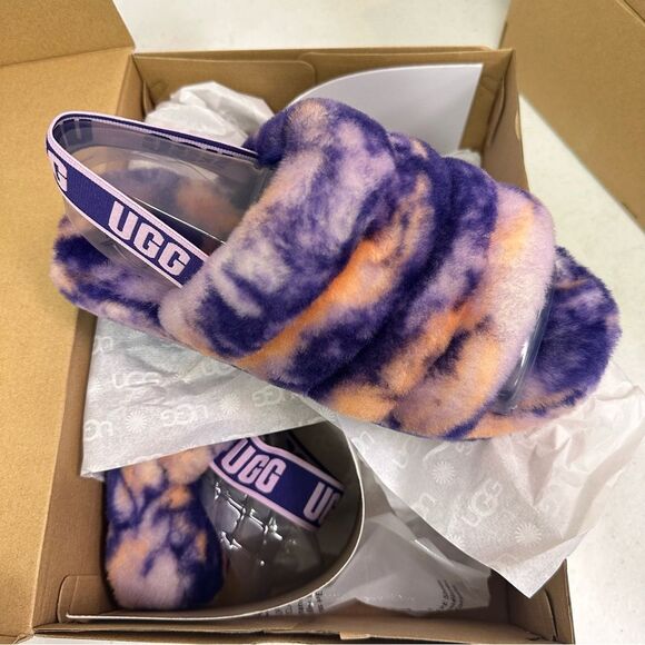 New Ugg Fluff Yeah Slide Marble Violet Night - Picture 2 of 6
